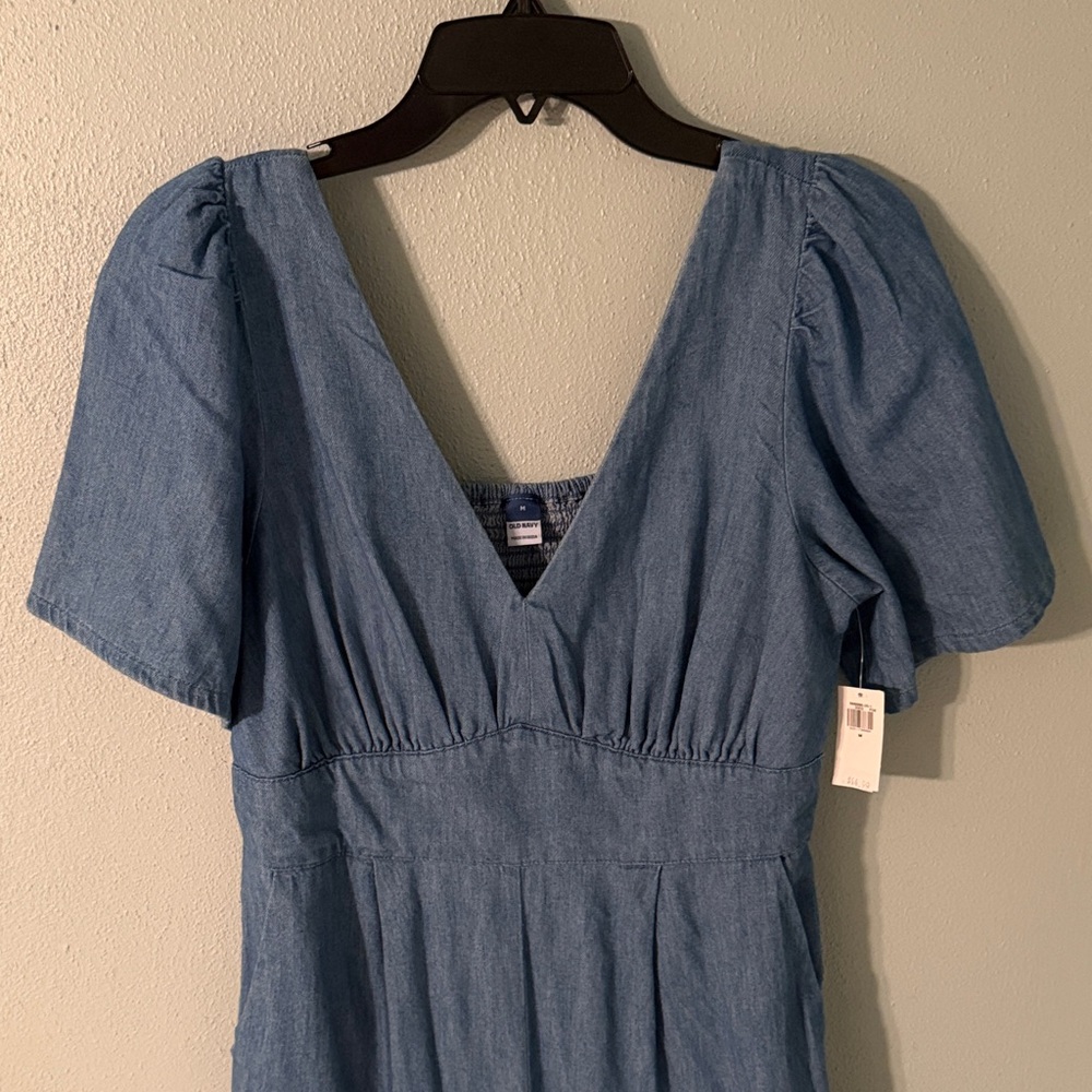 Blue V-Neck Dress